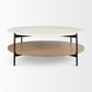 Larkin Marble Top w/ Brown Wood Shelf Round Coffee Table