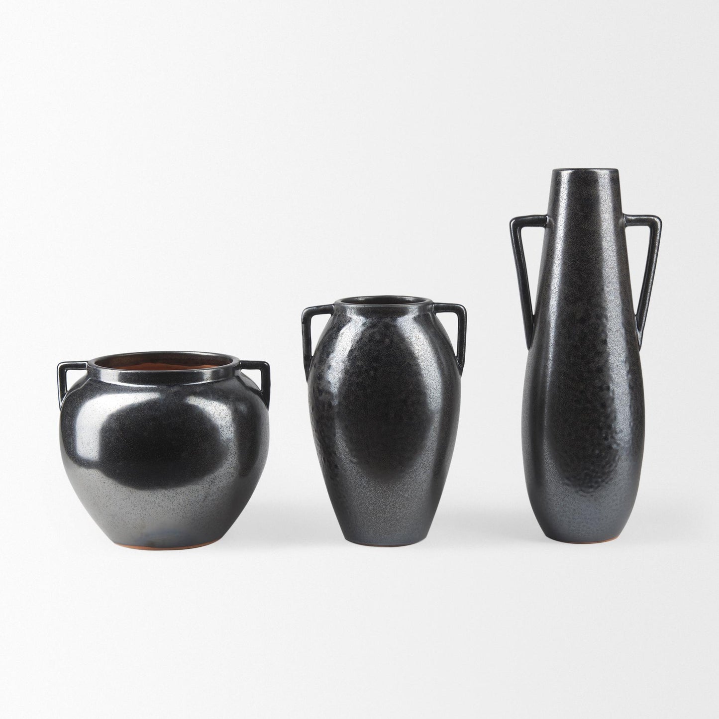 Kora Short Dark Metallic Double Ear Vase