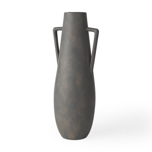 Kilian Tall Matte Brown-Gray Double Ear Vase