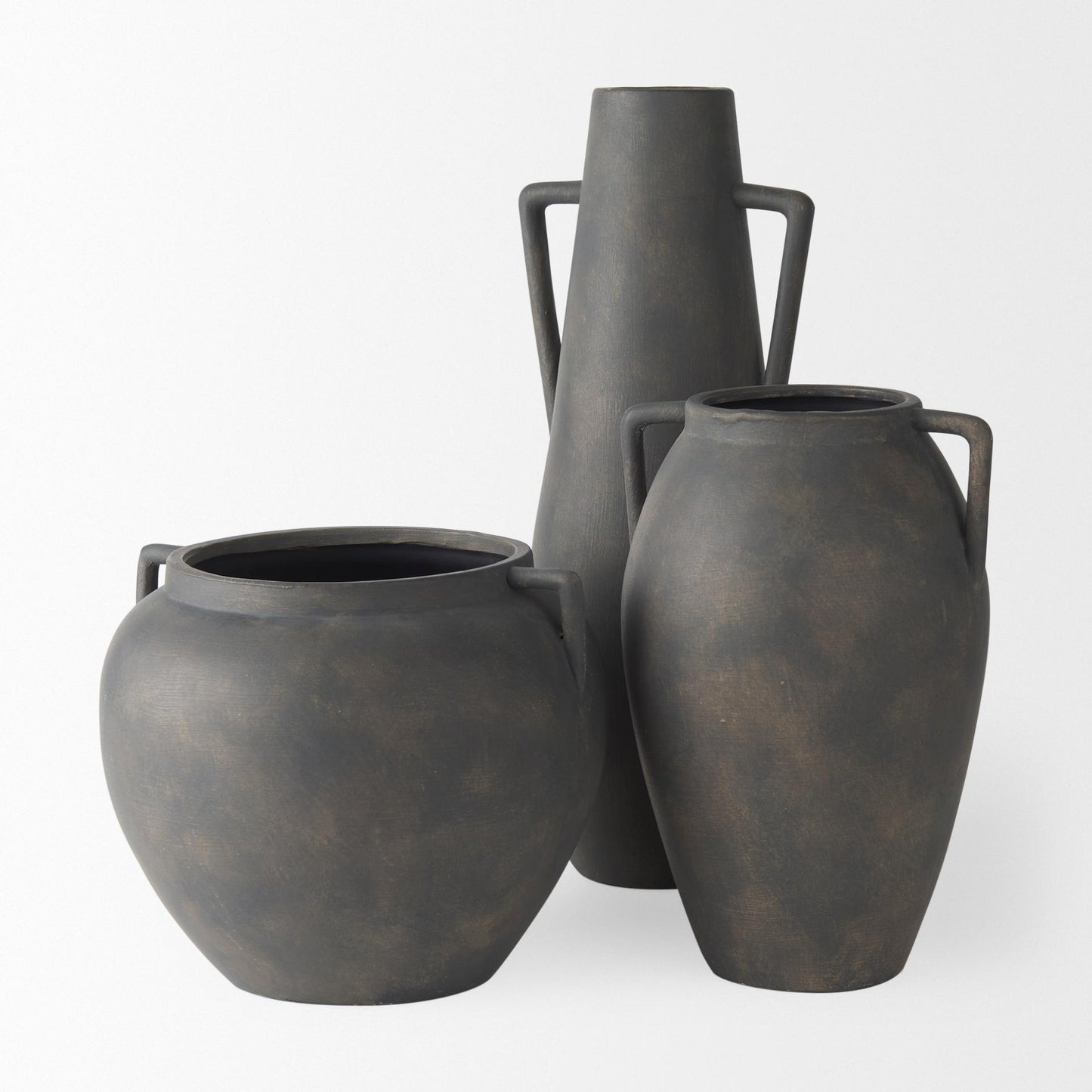 Kilian Tall Matte Brown-Gray Double Ear Vase