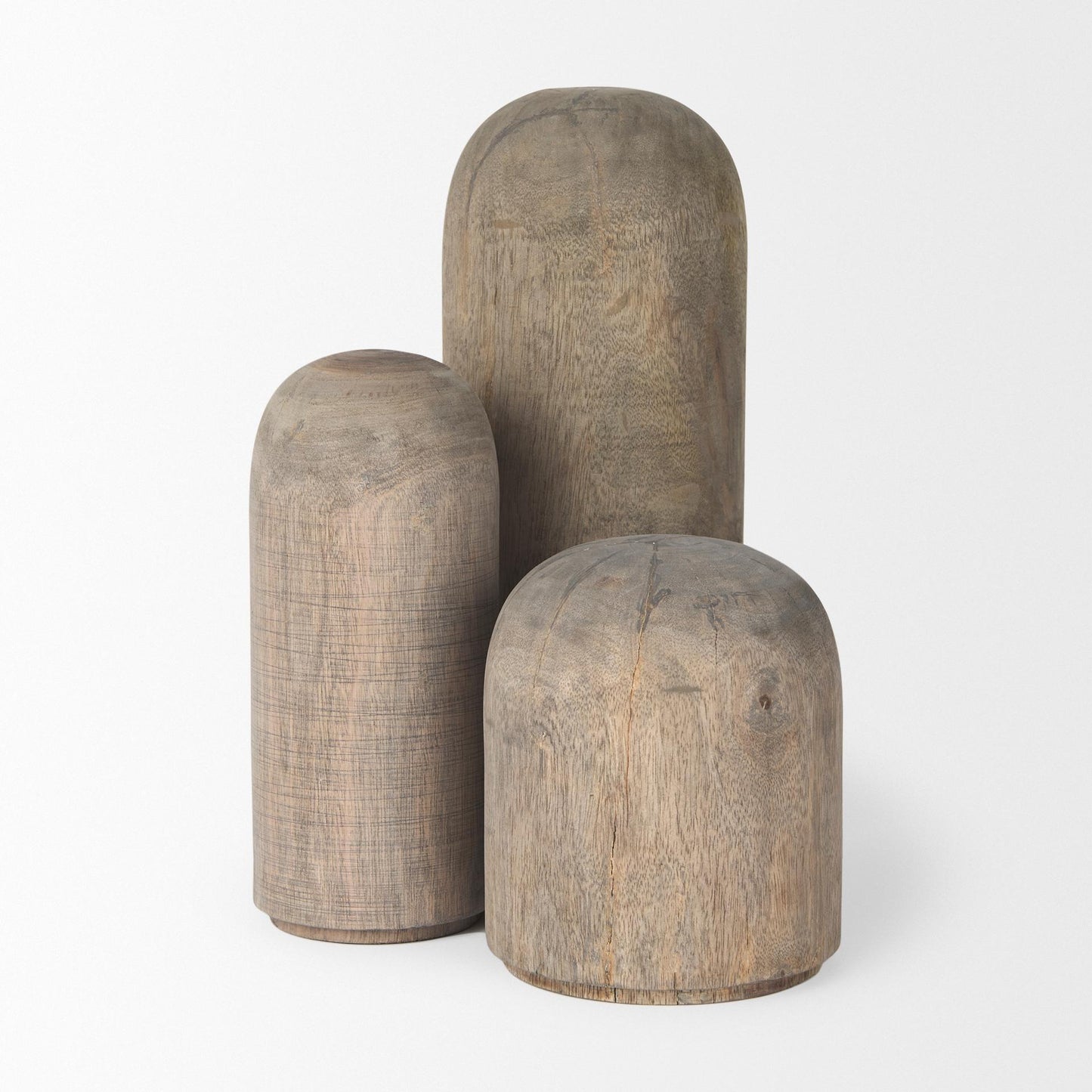 Knox Short Gray-Wash Wood Decorative Object