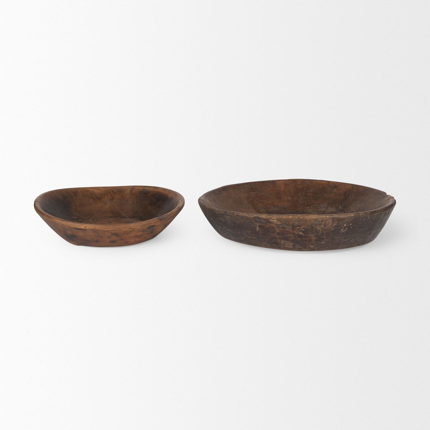 Nikita Set of 2 Large Medium Brown Reclaimed Wood Bowls