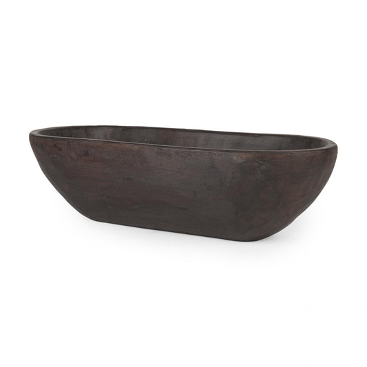Athena Extra Large Oblong Black-Brown Reclaimed Wood Bowl