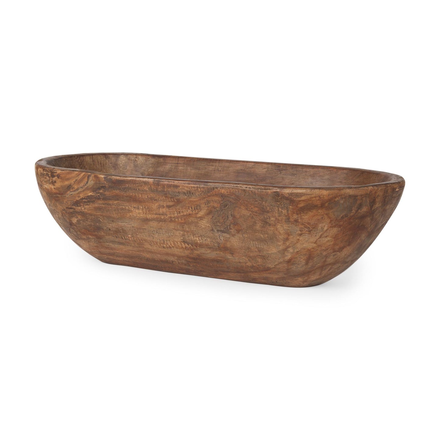 Athena Extra Large Oblong Medium Brown Reclaimed Wood Bowl
