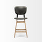 Haden 26.5" Seat Height Black Upholstered Seat Brown Wood Frame Stool