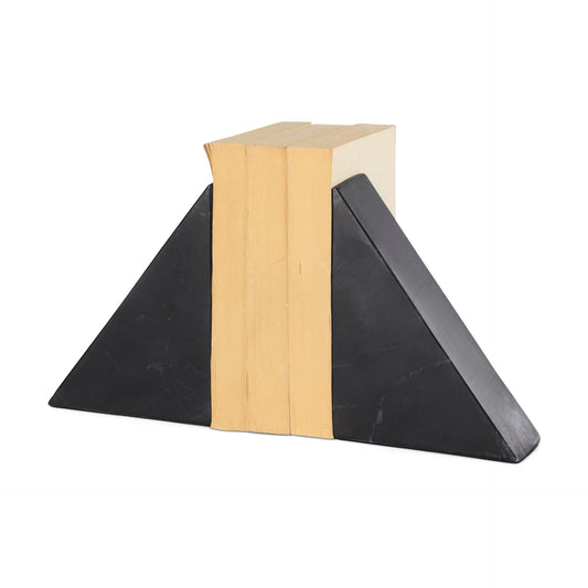 Alec 5L x 2W Set of 2 Black Marble Pyramid Bookends