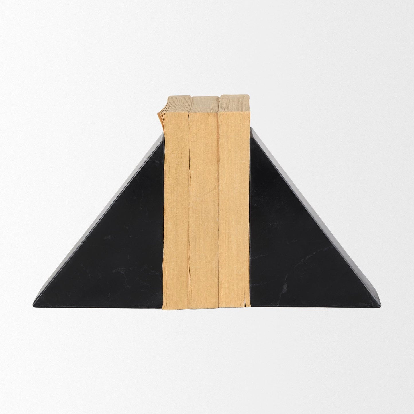 Alec 5L x 2W Set of 2 Black Marble Pyramid Bookends