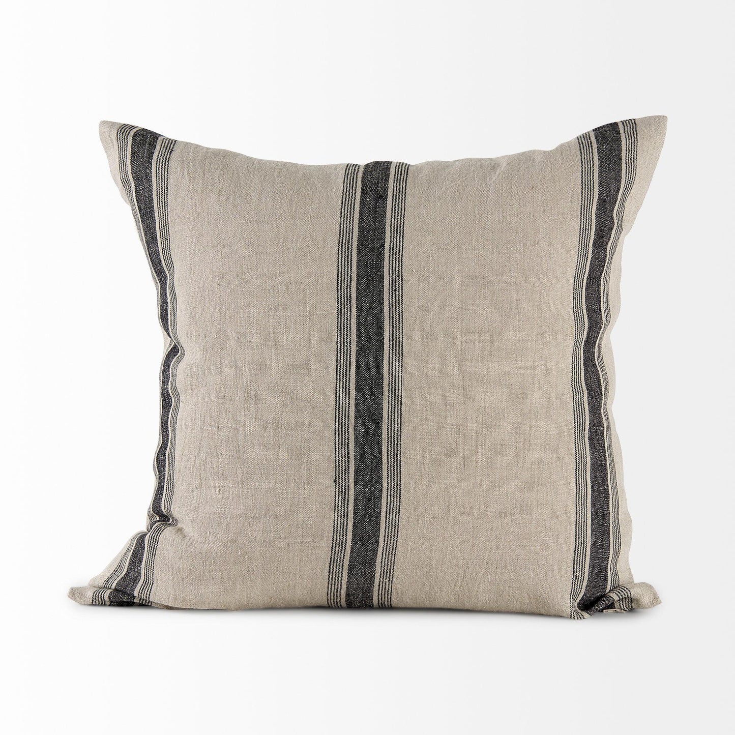 Hattie 20L x 20W Beige and Black Fabric Striped Decorative Pillow Cover