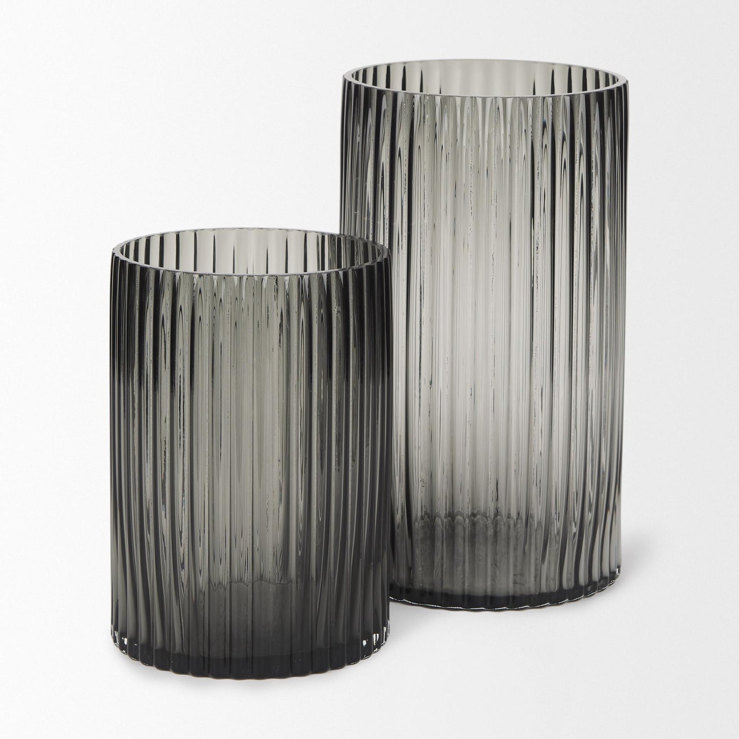 Dawn Short Smokey Black Glass Vase