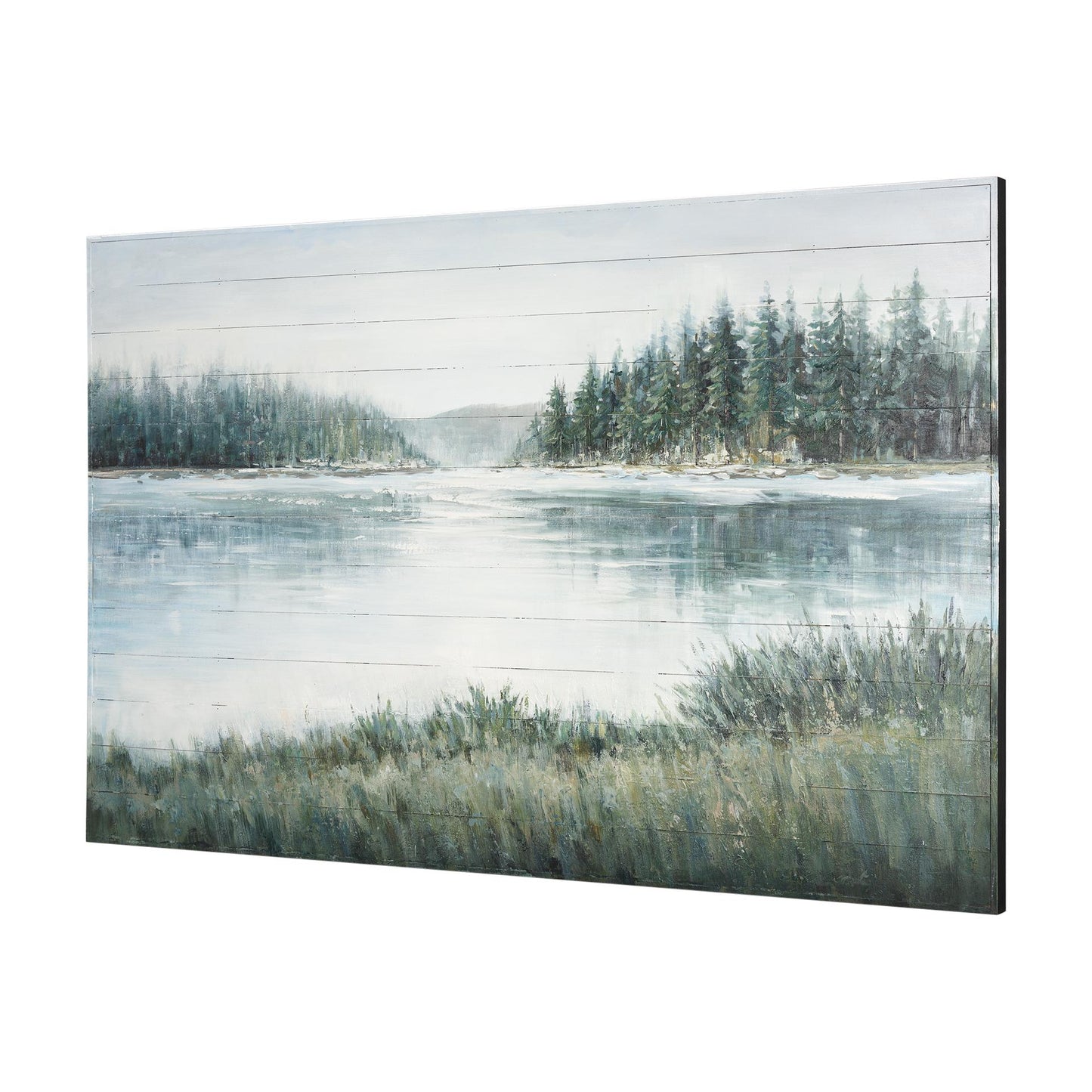 Mere Pond Lake 60x40 Hand Painted on Wood Oil Painting